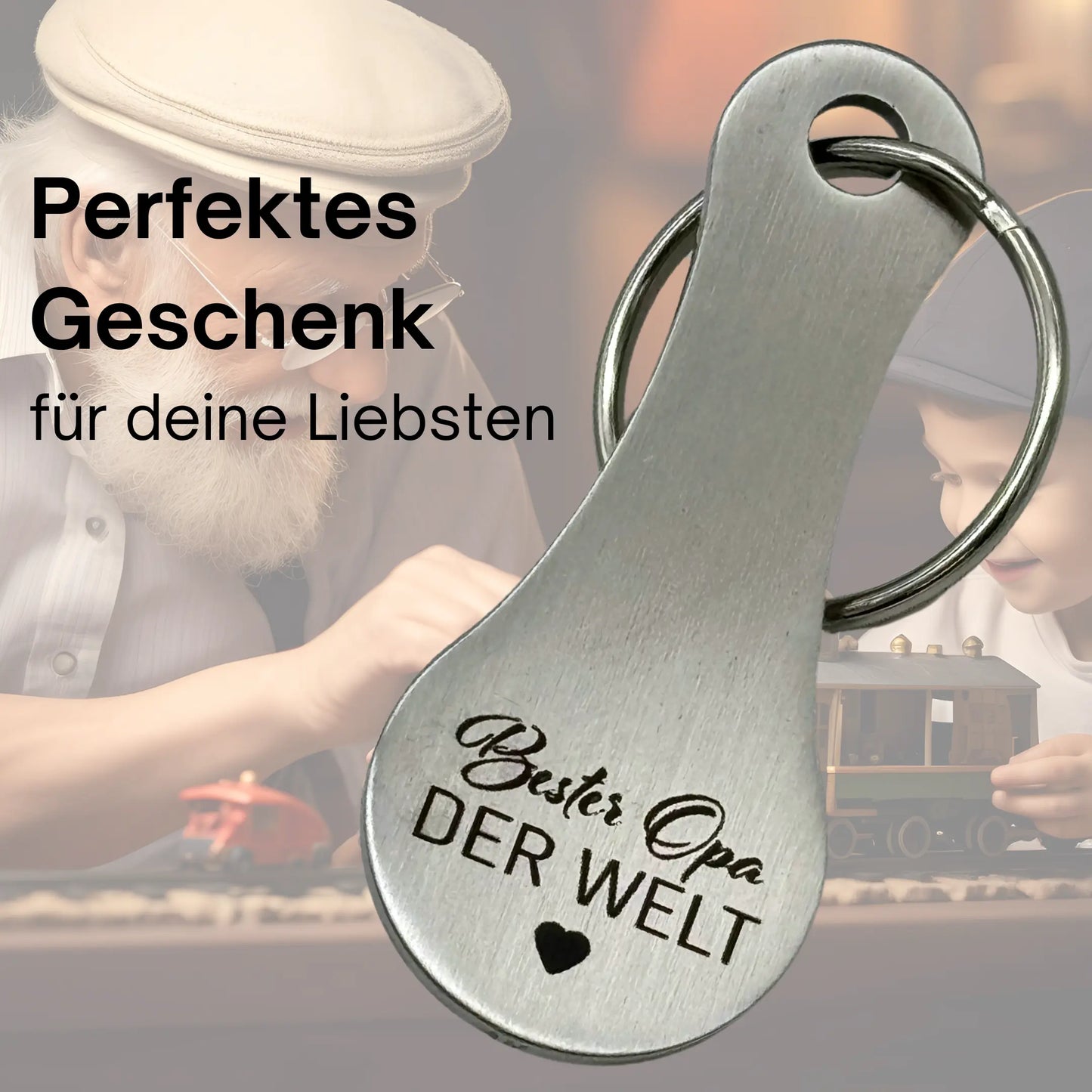 Personalisierter Schlüsselanhänger „Bester Opa der Welt“ – emotionales Geschenk für Großväter, ideal für besondere Momente mit der Familie