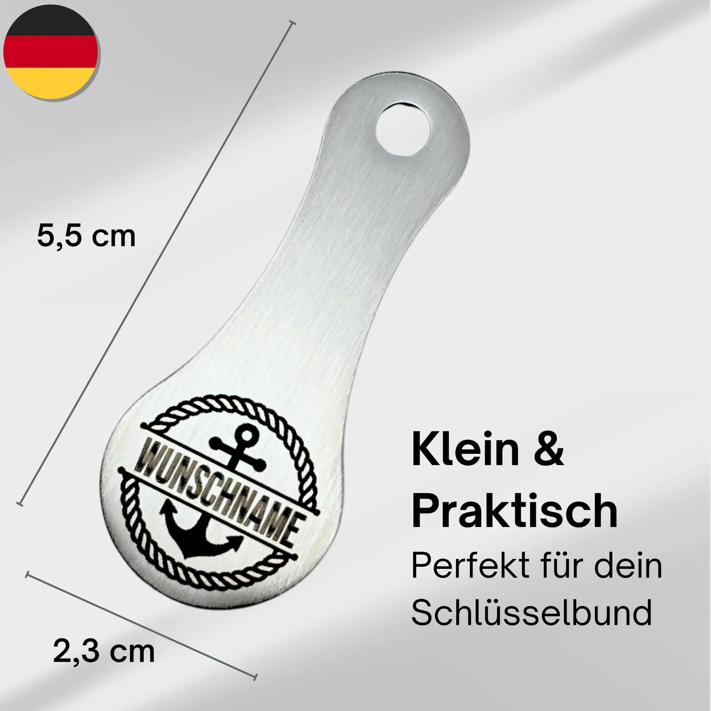Edelstahl Einkaufswagenchip Schlüsselanhänger mit Lasergravur