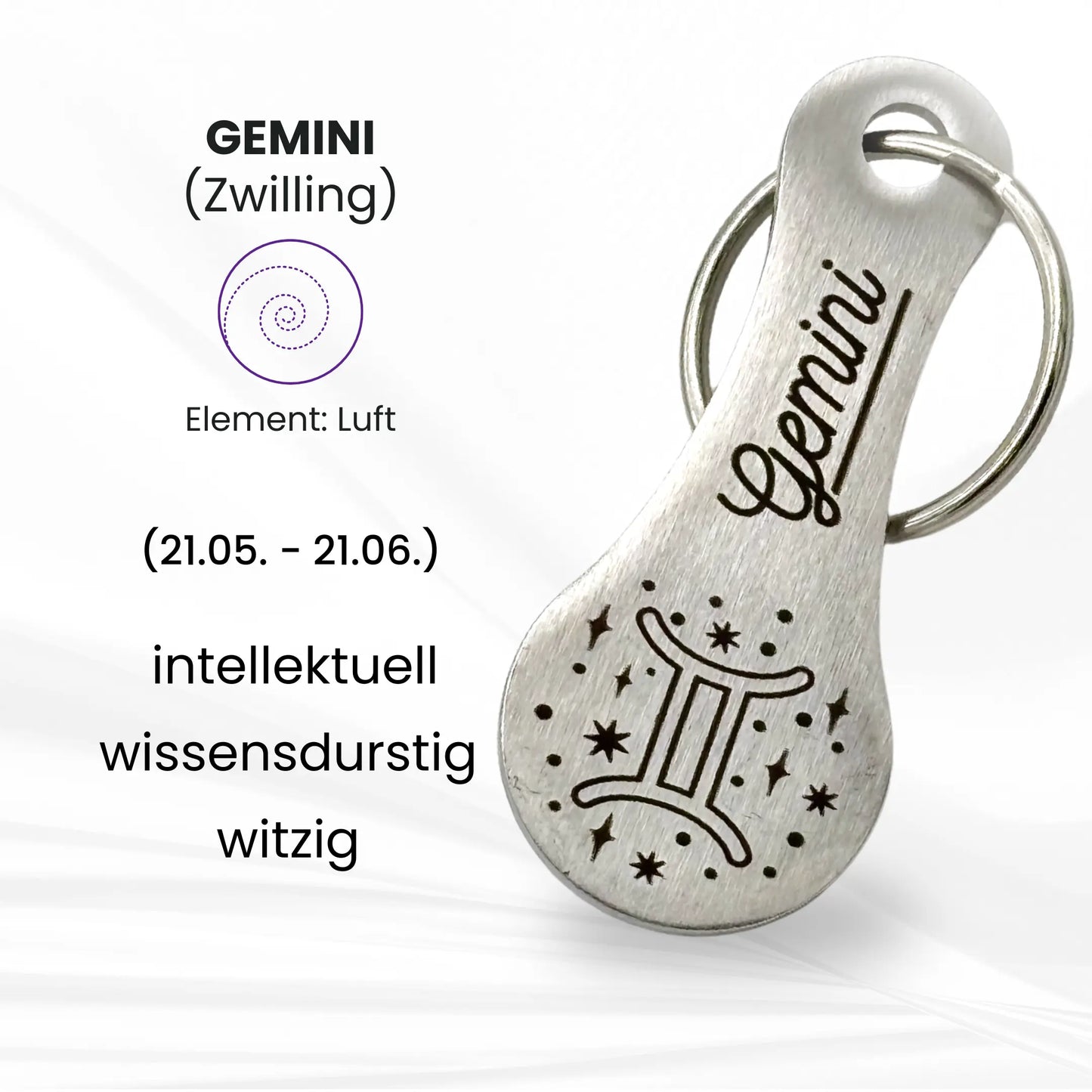 Sternzeichen Zwilling (21.05.–21.06.) Einkaufswagenlöser – Eigenschaften: intellektuell, wissensdurstig, witzig – Element Luft
