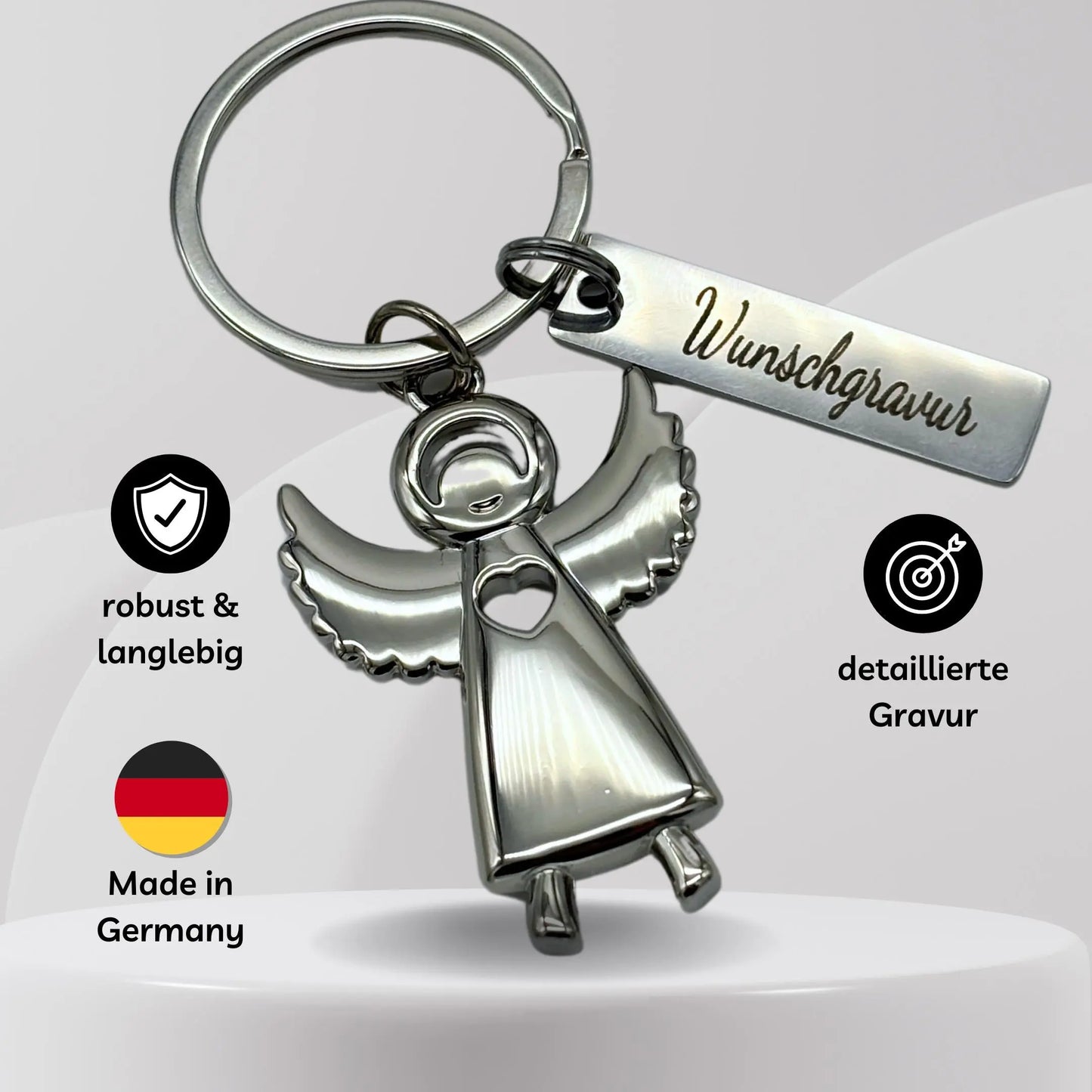 Edelstahl Schutzengel Schlüsselanhänger – robust und langlebig