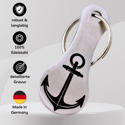 Schlüsselanhänger mit Ankergravur aus 100% Edelstahl – robust, langlebig und detailliert graviert – Made in Germany