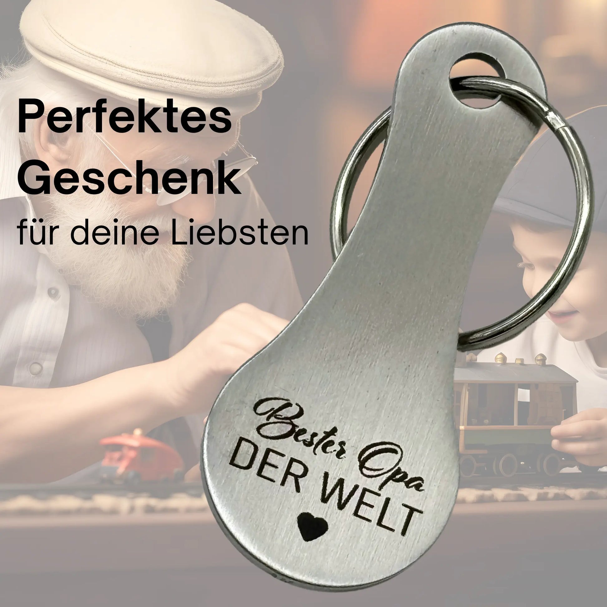 Personalisierter Schlüsselanhänger „Bester Opa der Welt“ – emotionales Geschenk für Großväter, ideal für besondere Momente mit der Familie