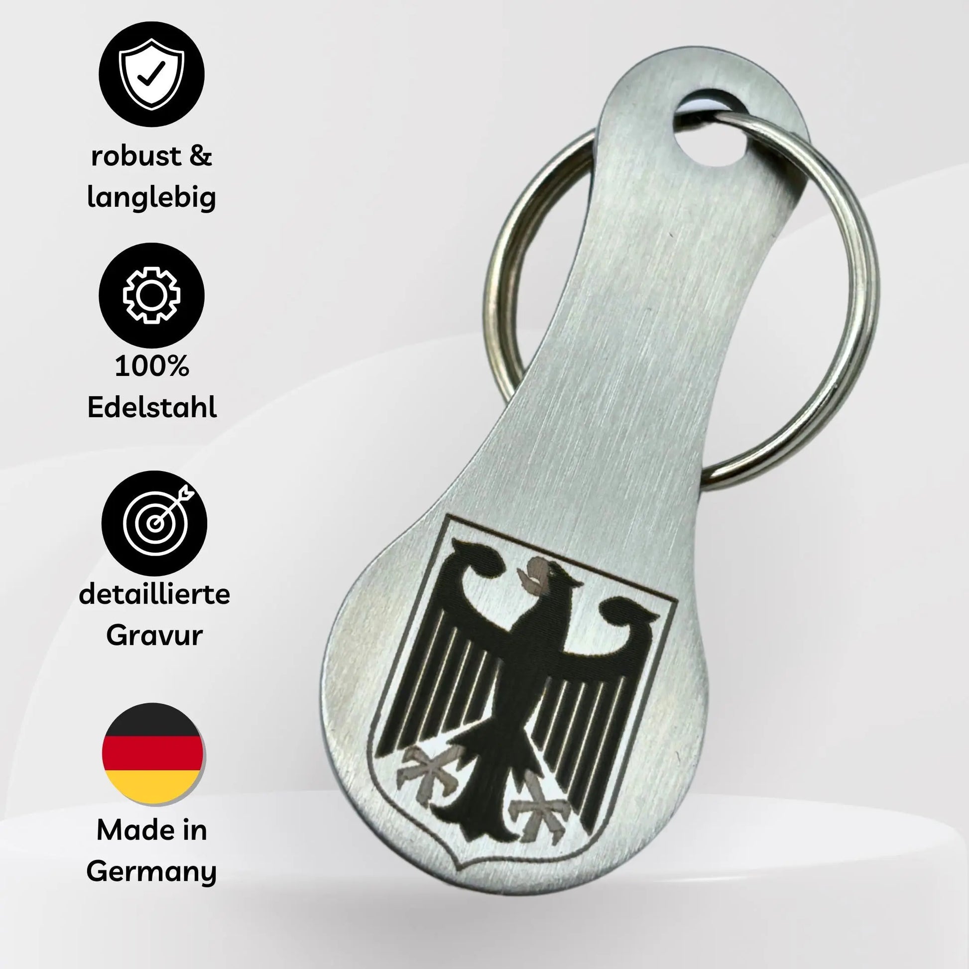 Schlüsselanhänger mit Deutschland-Wappen – graviert, robust, langlebig