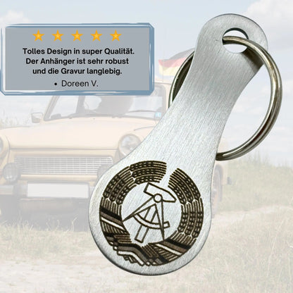 Kundenbewertung zu DDR-Schlüsselanhänger – stabiles Design mit langlebiger Gravur, ideal als Geschenk