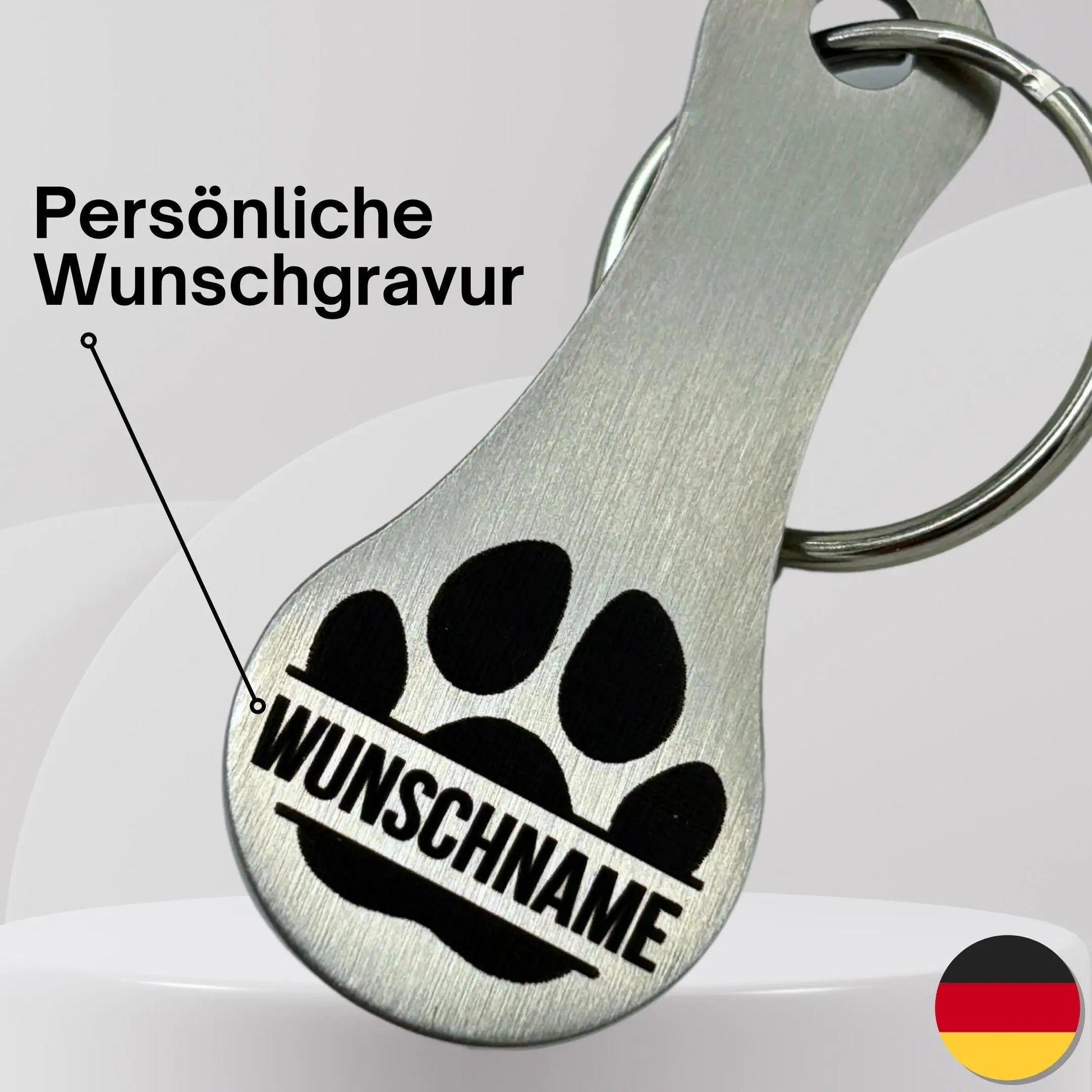 Schlüsselanhänger mit persönlicher Gravur Pfote – robust und langlebig