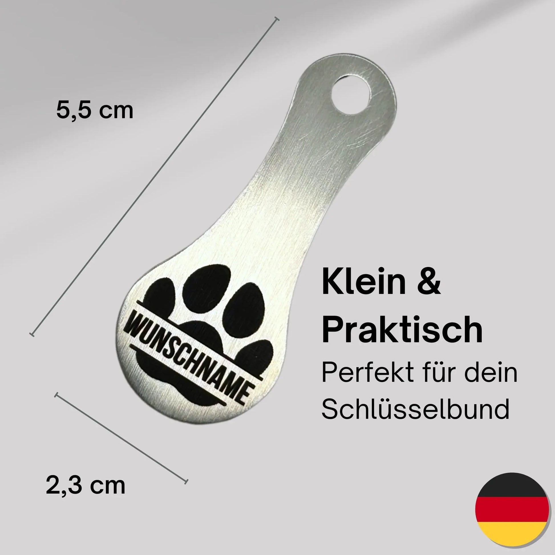 Personalisierter Einkaufswagenlöser Pfote – klein & praktisch am Schlüsselbund