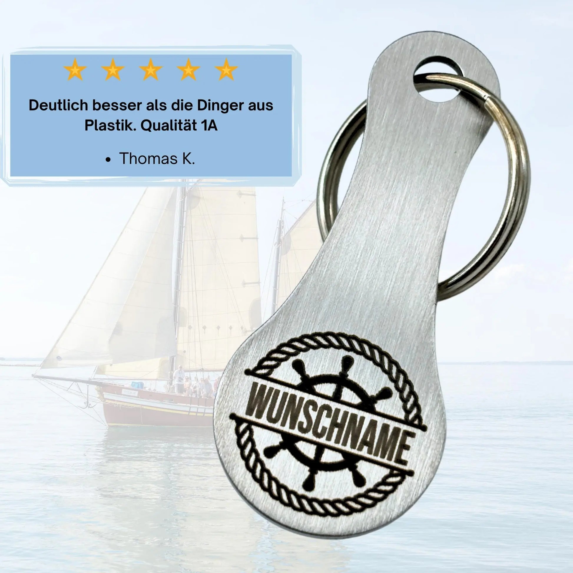 Schlüsselanhänger Steuerrad Edelstahl – Geschenkidee Segler