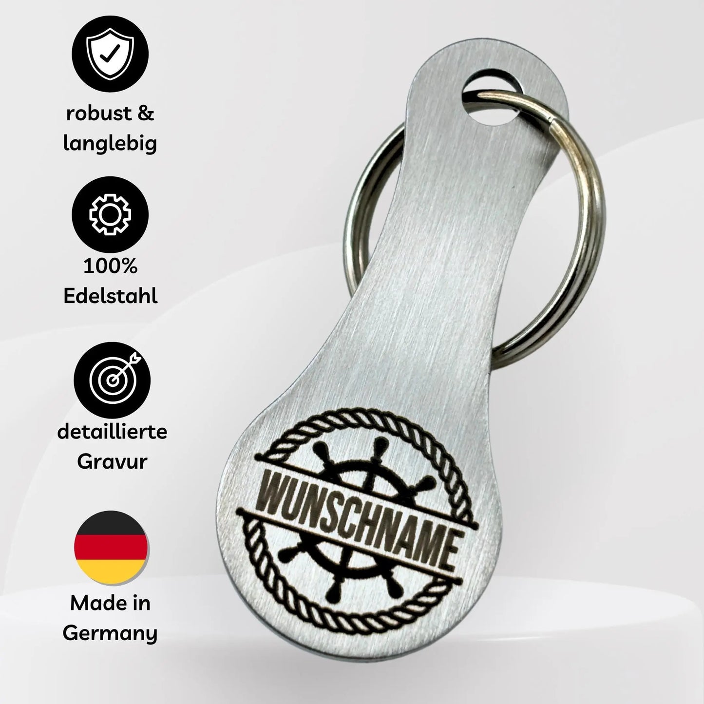 Einkaufswagenlöser personalisiert maritim Handmade in Germany