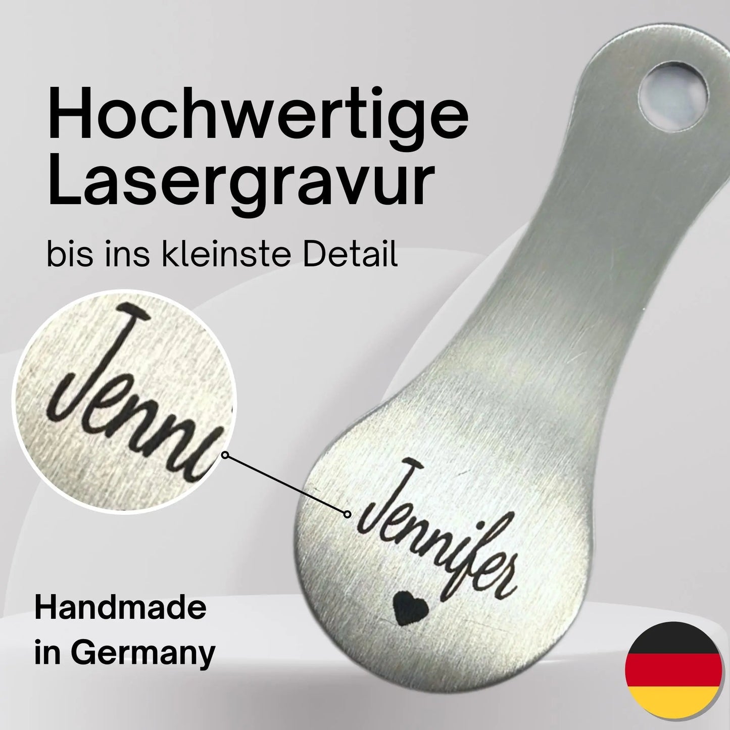 Einkaufswagenchip Edelstahl Herz Motiv mit Wunschname