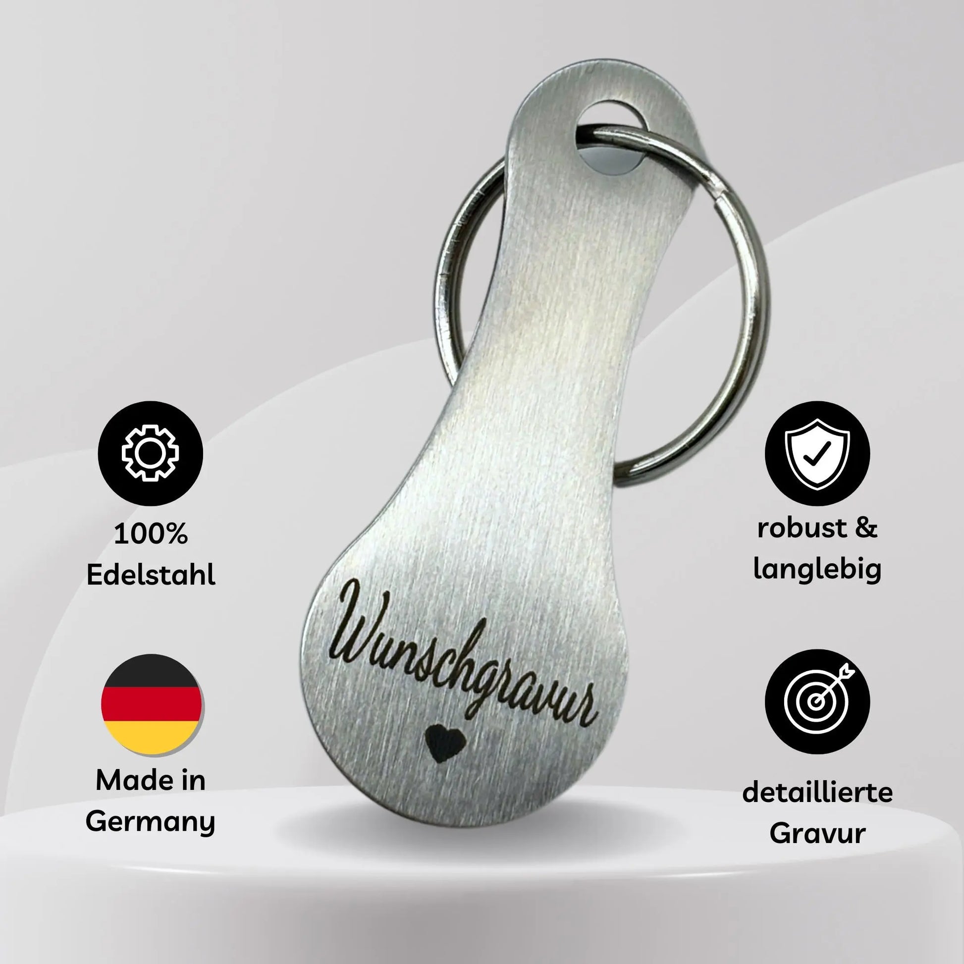 Handmade in Germany Einkaufswagenlöser Herz personalisiert