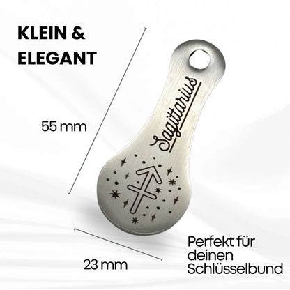 Kompakter Einkaufswagenlöser Sagittarius – 55 x 23 mm groß, elegant designt, ideal für den Schlüsselbund.