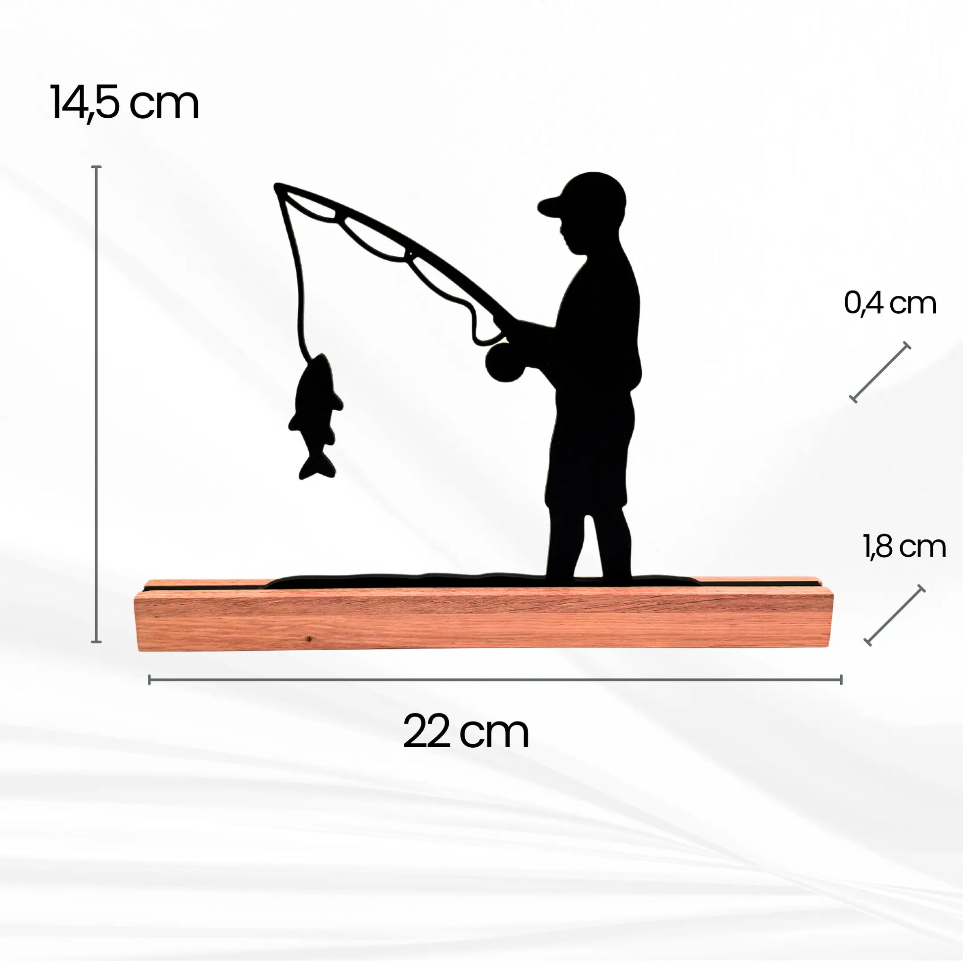 Deko Aufsteller "Angler" – aus Eichenholz & 3D-Druck, Geschenkidee für Angler eingraviert.com