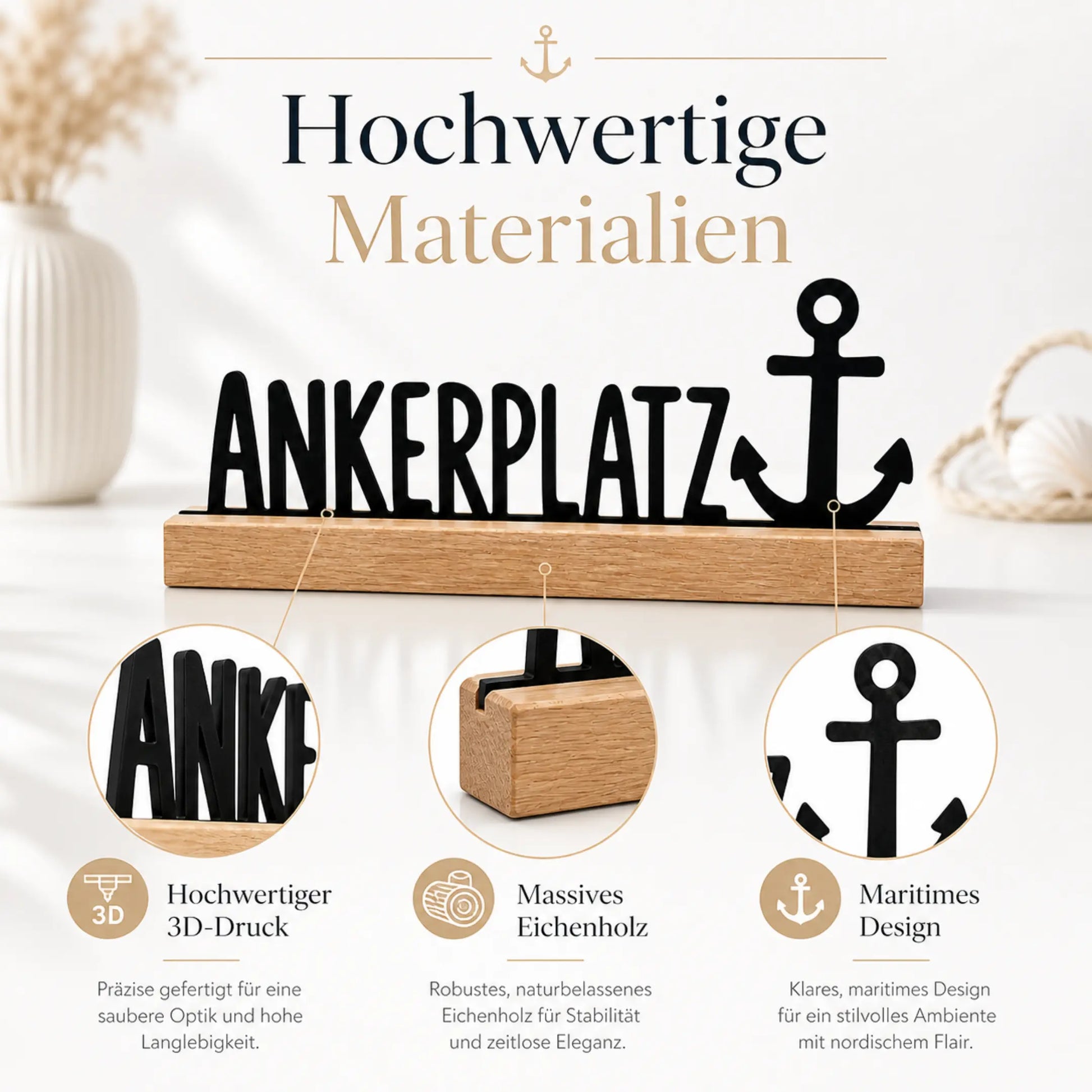 Stabiler Ankerplatz Aufsteller aus Eichenholz mit sicherem Stand