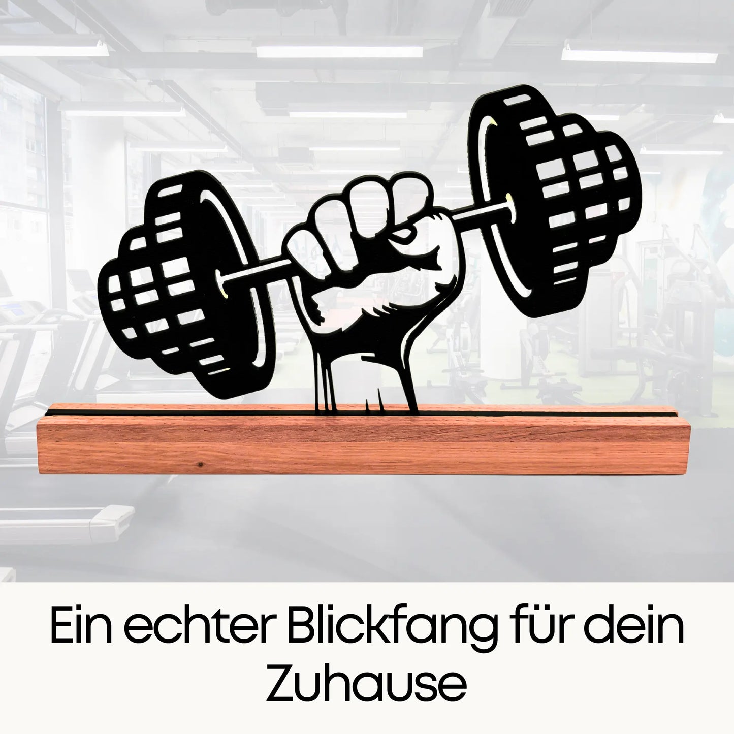 Gym Dekoration Holzfigur – Kraftsport Hantel Motiv