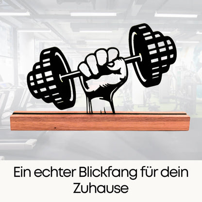 Gym Dekoration Holzfigur – Kraftsport Hantel Motiv