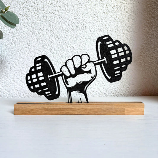 Deko Aufsteller Hantel aus Holz – Geschenk für Fitness Fans