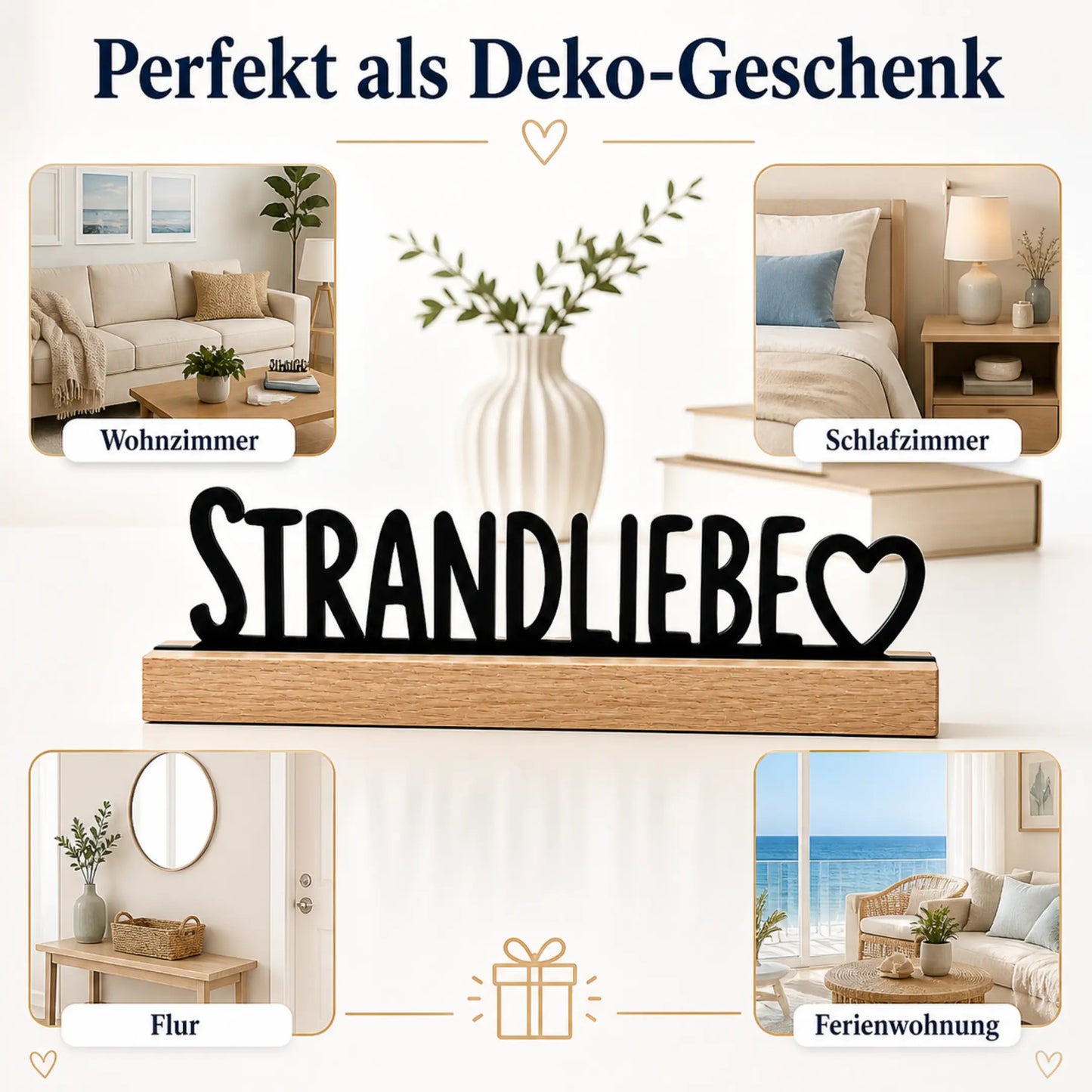 Maritimer Deko Aufsteller für Regal Kommode Fensterbank Bad und Ferienwohnung