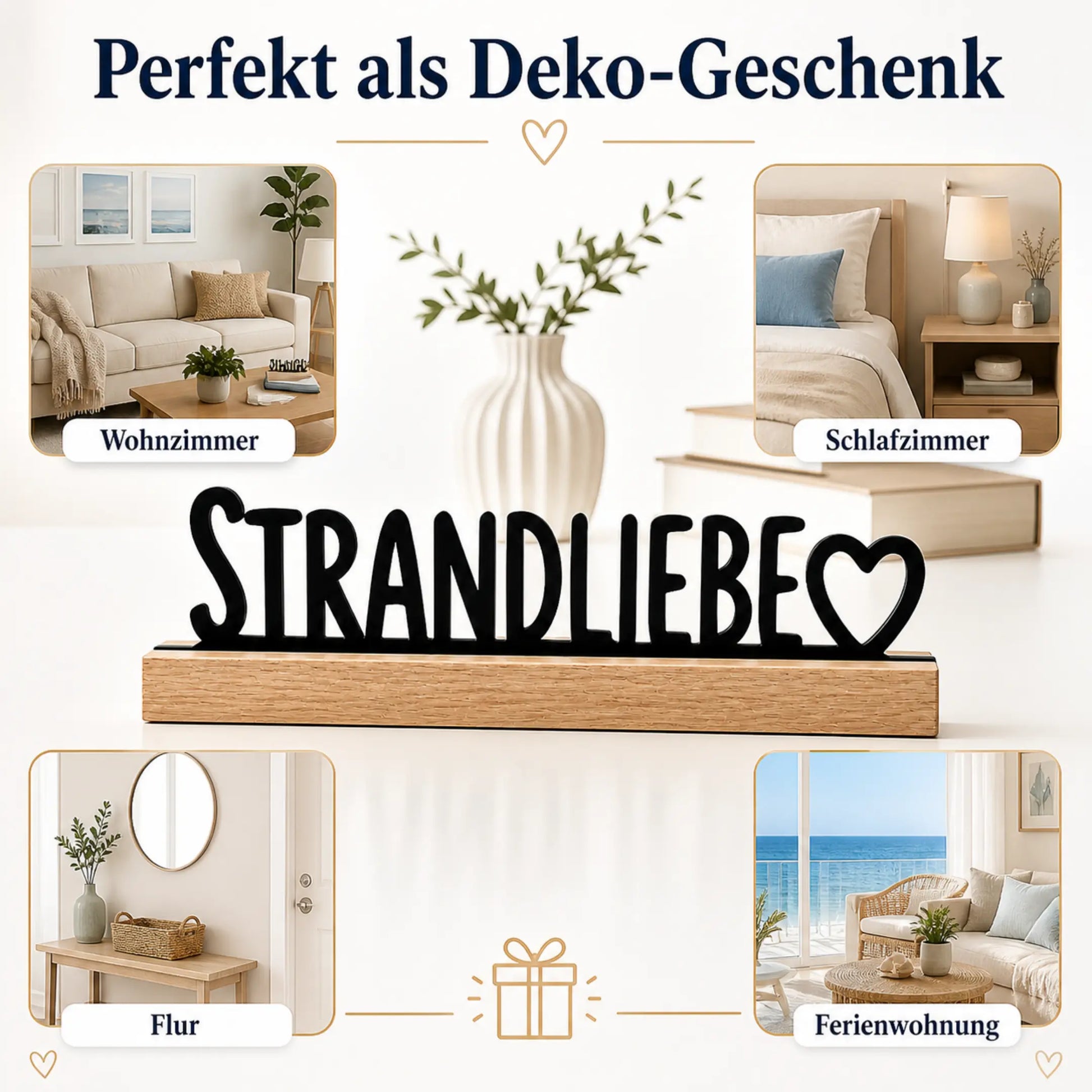 Maritimer Deko Aufsteller für Regal Kommode Fensterbank Bad und Ferienwohnung