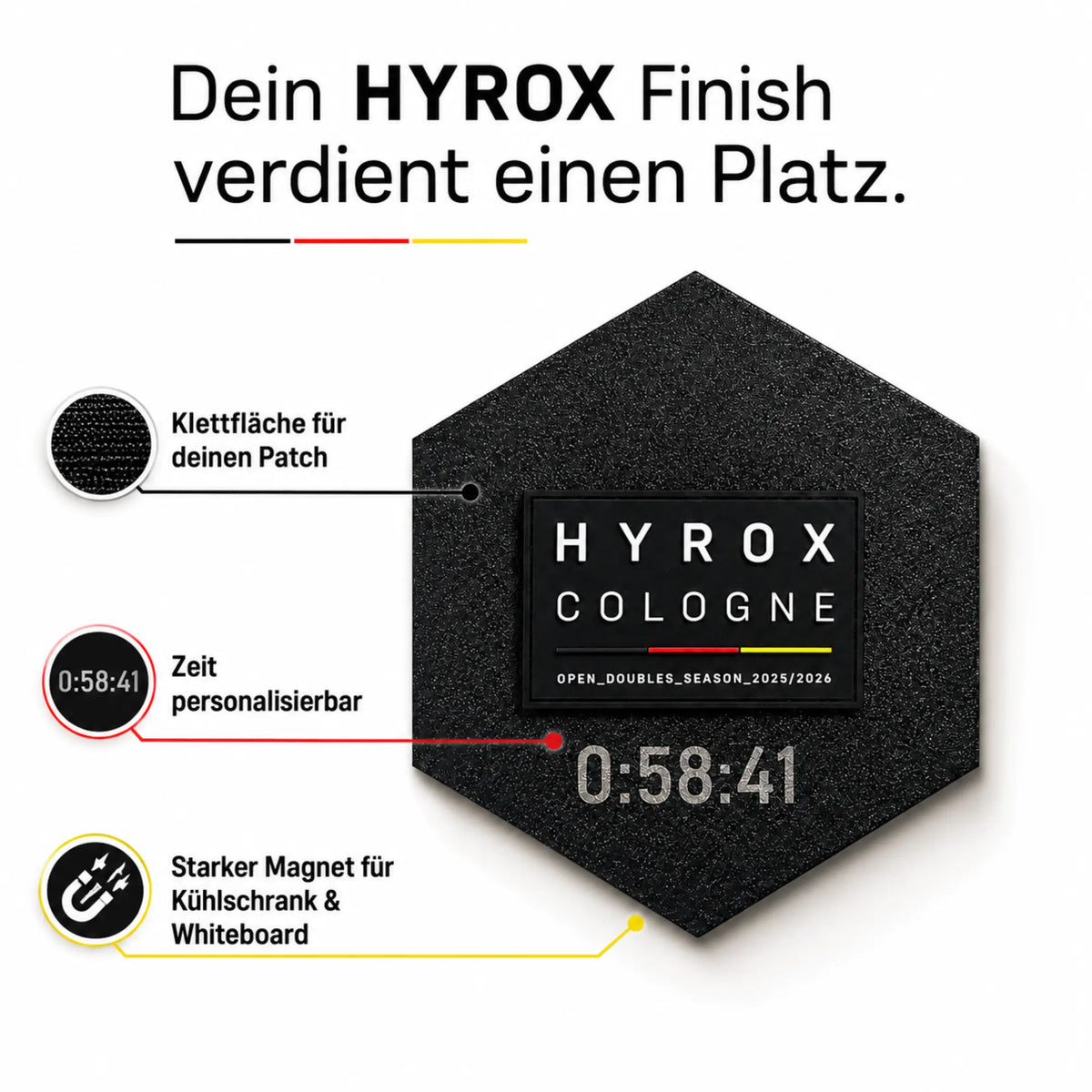 HYROX Patch Halter mit Klettfläche integriertem Magnet und optionaler Personalisierung