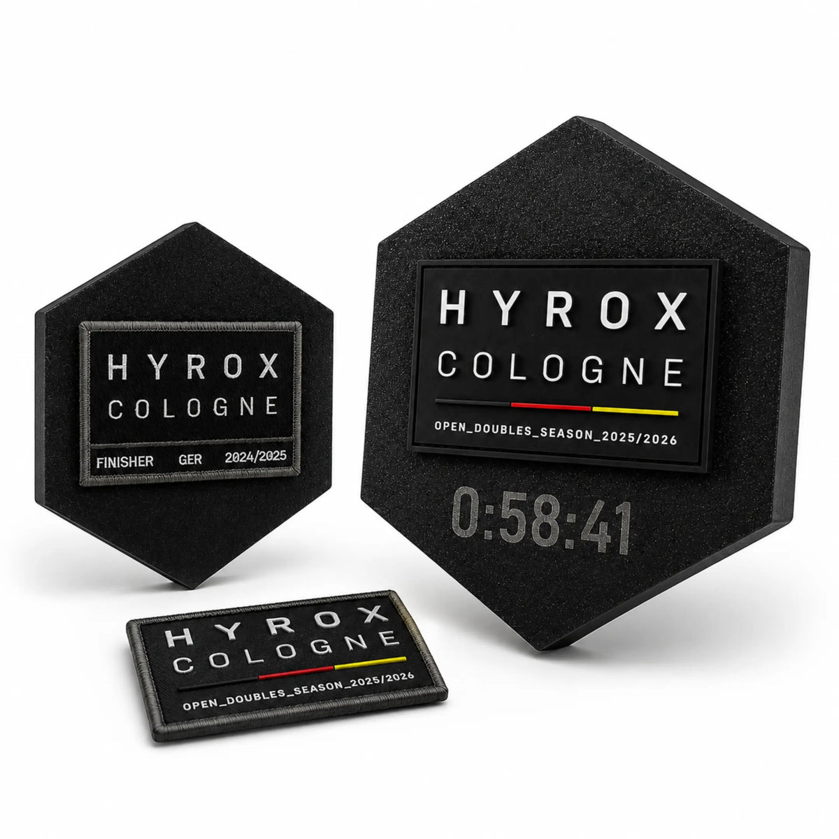 Magnetischer HYROX Patch Halter mit Klettfläche und personalisierter Finish-Zeit