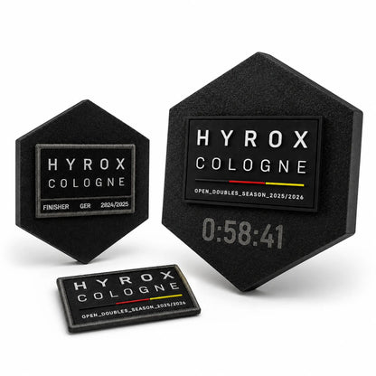 Magnetischer HYROX Patch Halter mit Klettfläche und personalisierter Finish-Zeit