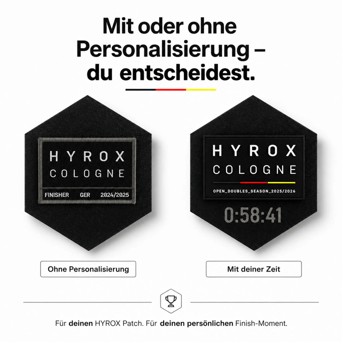HYROX Patch Magnet ohne Personalisierung oder mit individueller Finish-Zeit