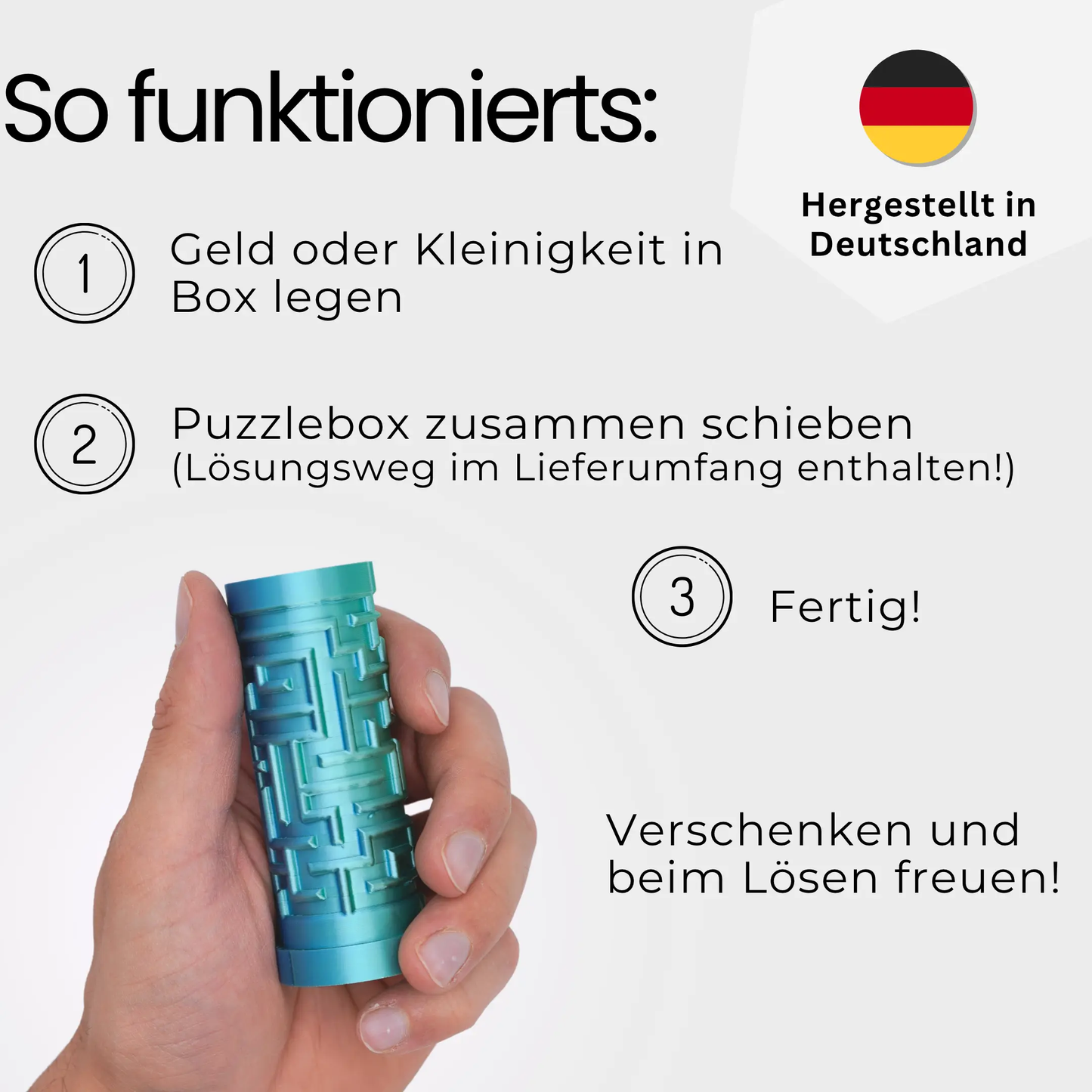 Labyrinth Geschenkbox - Rätselbox für Geldgeschenke - Blau-Grün