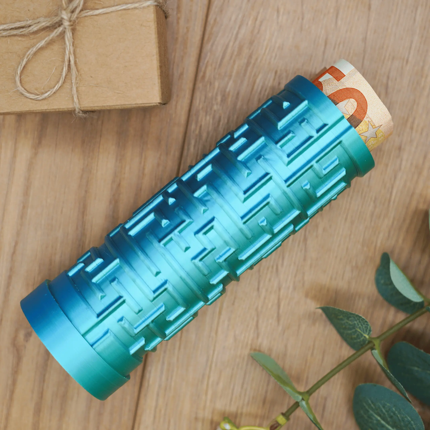 XL Labyrinth Geschenkbox - Rätselbox für Geldgeschenke - Blau-Grün
