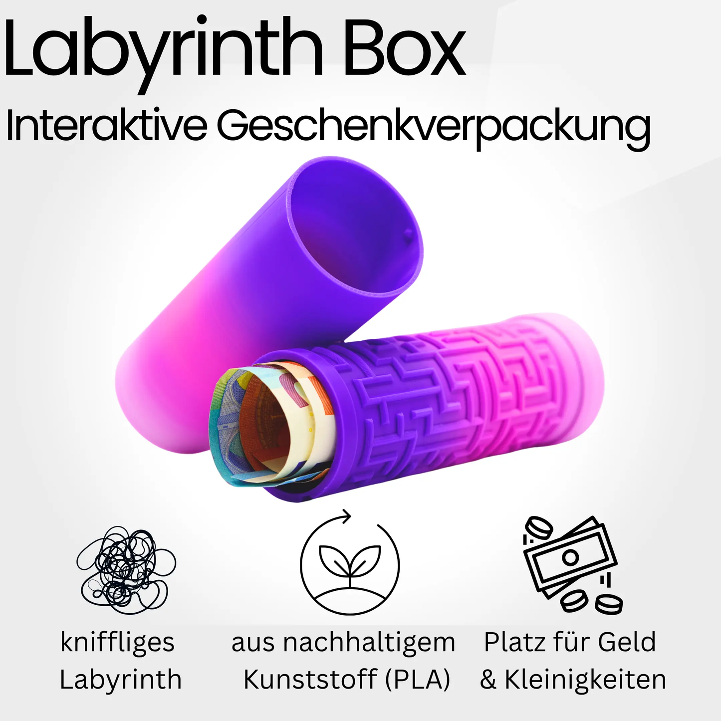 XL Labyrinth Geschenkbox - Rätselbox für Geldgeschenke - Farbverlauf