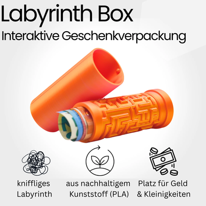 Labyrinth Geschenkbox - Rätselbox für Geldgeschenke - Gold-Rosa