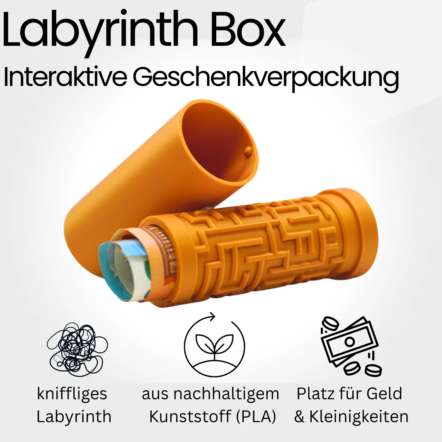 Labyrinth Geschenkbox - Rätselbox für Geldgeschenke - Gold
