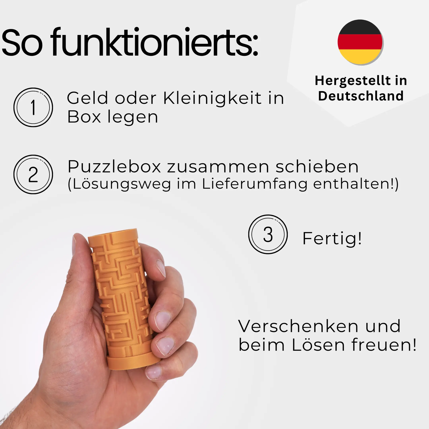 Labyrinth Geschenkbox - Rätselbox für Geldgeschenke - Gold