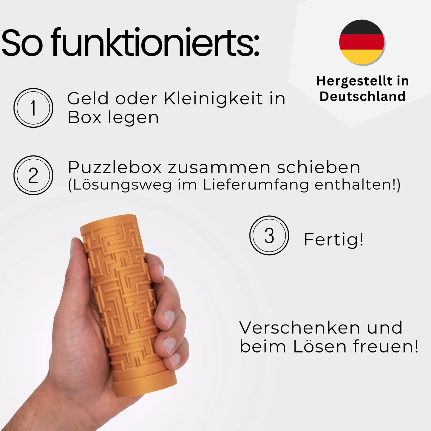 XL Labyrinth Geschenkbox - Rätselbox für Geldgeschenke - Gold