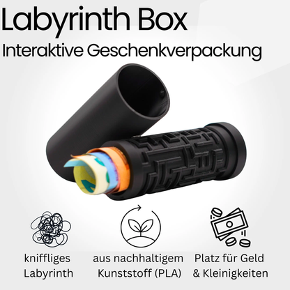 Labyrinth Geschenkbox - Rätselbox für Geldgeschenke - Schwarz
