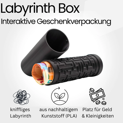 XL Labyrinth Geschenkbox - Rätselbox für Geldgeschenke - Schwarz