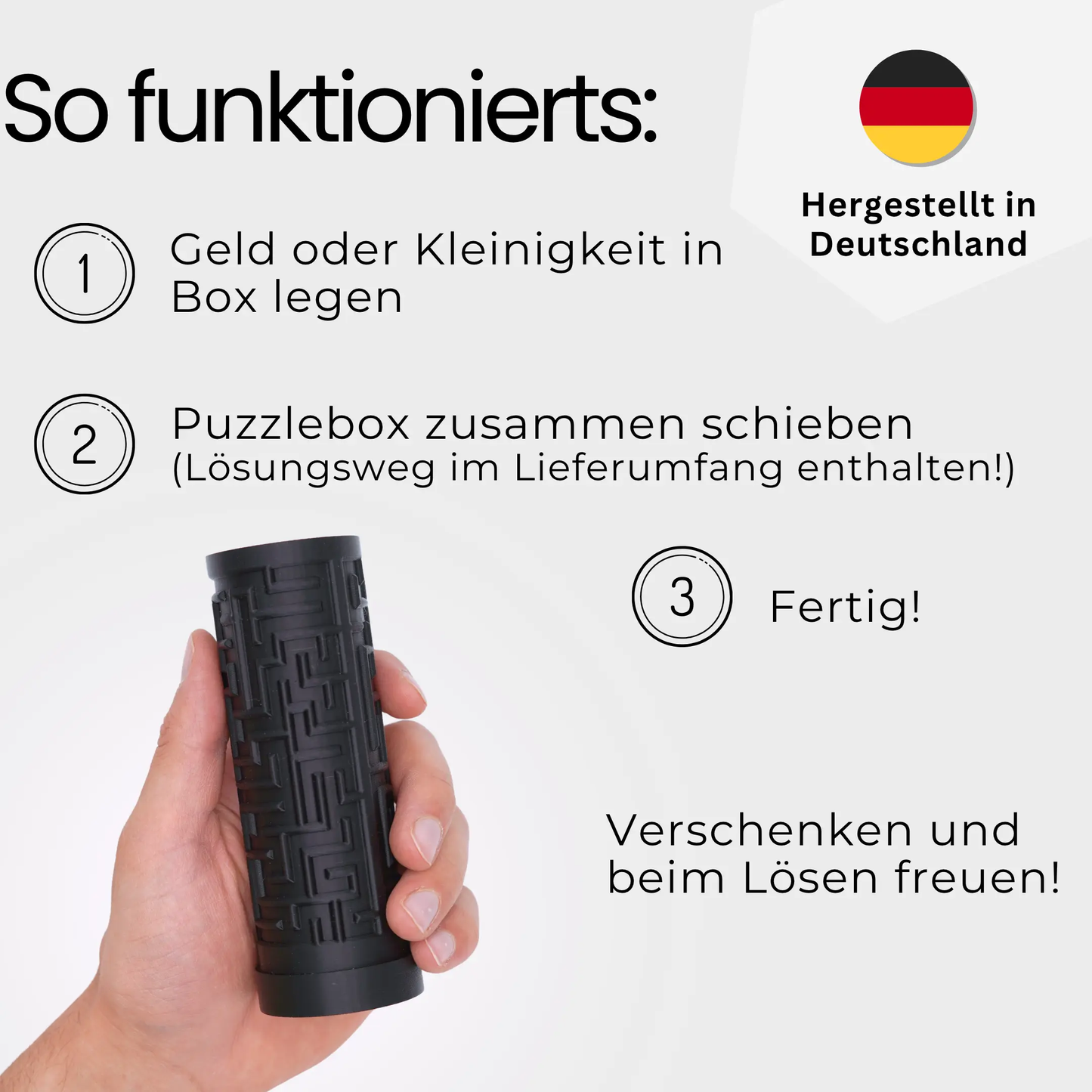 XL Labyrinth Geschenkbox - Rätselbox für Geldgeschenke - Schwarz