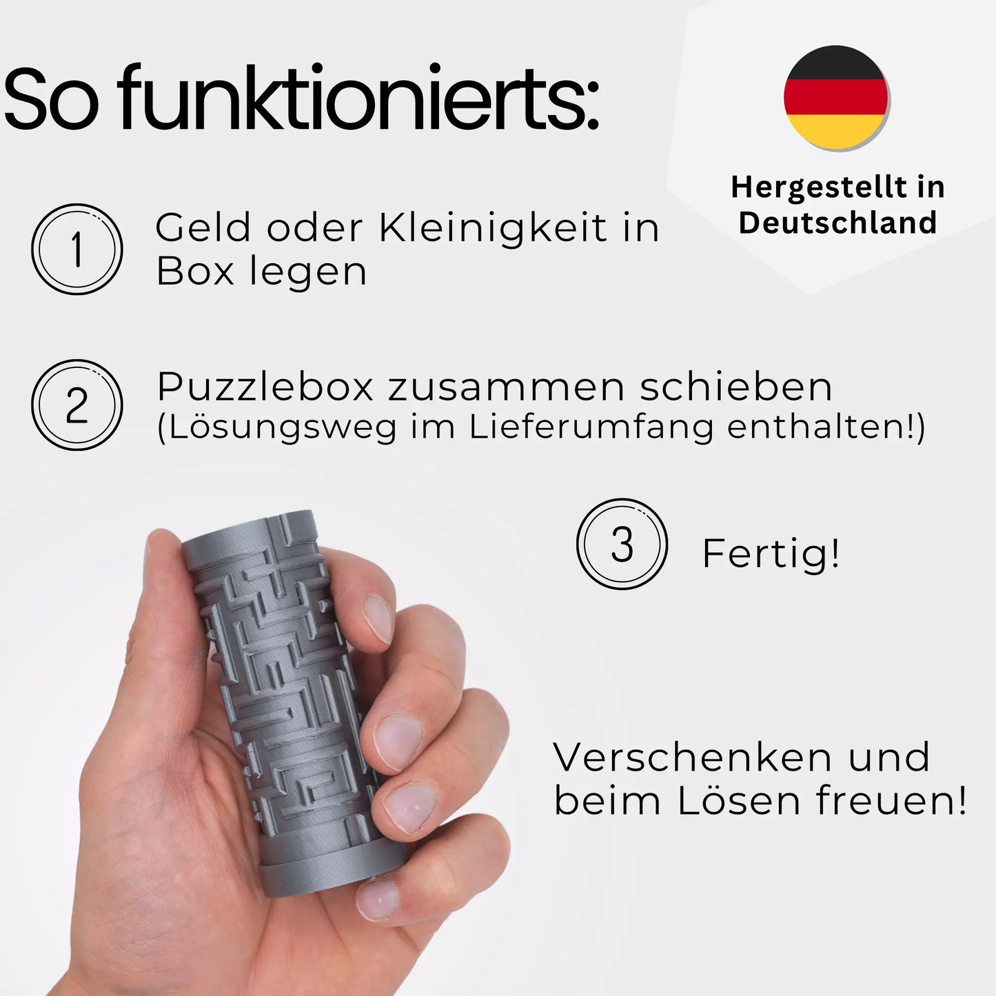 Labyrinth Geschenkbox - Rätselbox für Geldgeschenke - Silber