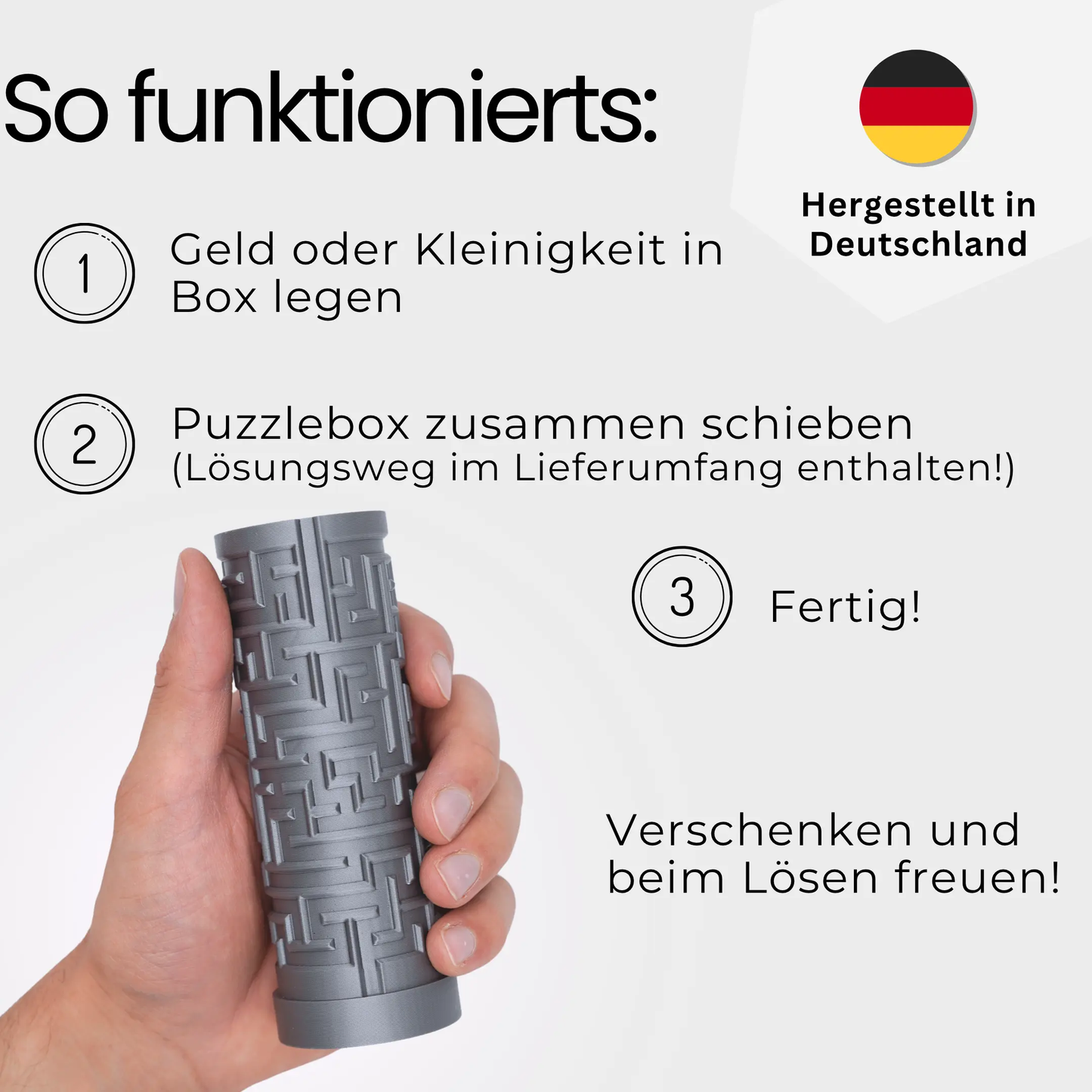 XL Labyrinth Geschenkbox - Rätselbox für Geldgeschenke - Silber