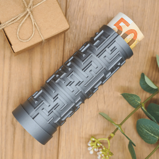 XL Labyrinth Geschenkbox - Rätselbox für Geldgeschenke - Silber