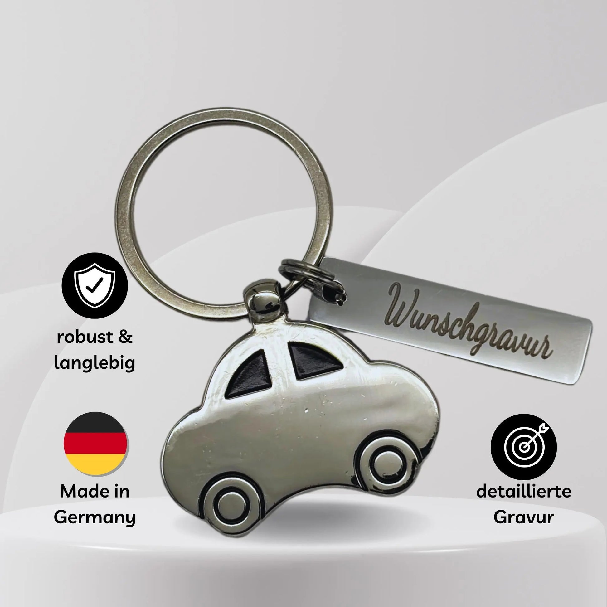 Auto-Schlüsselanhänger mit Gravur – robust & langlebig, Made in Germany
