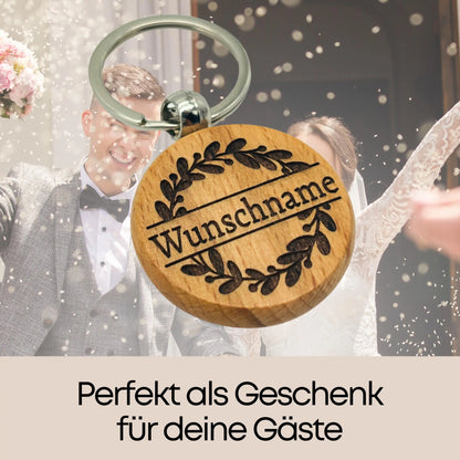 Gravur Schlüsselanhänger als Gastgeschenk Hochzeit personalisiert