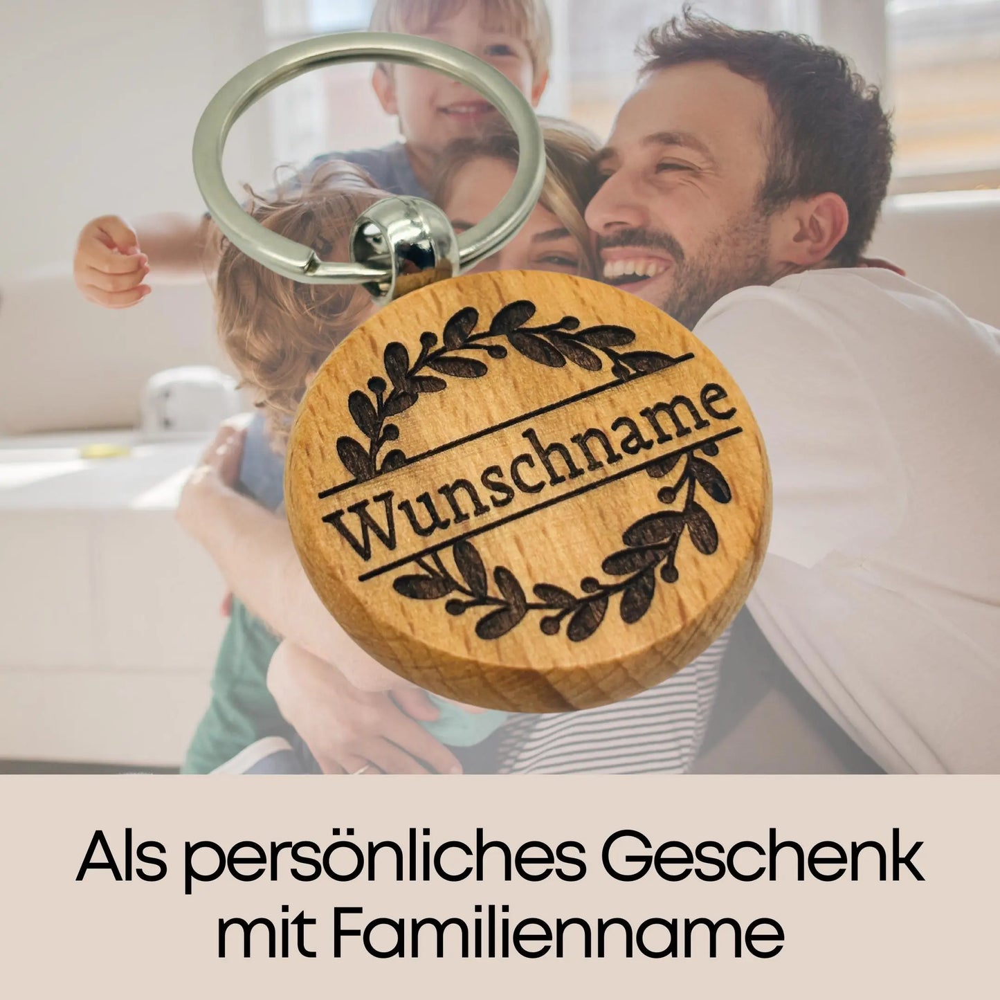 Schlüsselanhänger Holz Wunschname Geschenk Familie