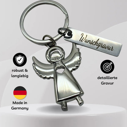 Edelstahl Schutzengel Schlüsselanhänger – robust und langlebig