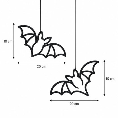 Fledermaus Halloween Deko schwarz im 2er Set mit Maßangaben für Fenster und Wand