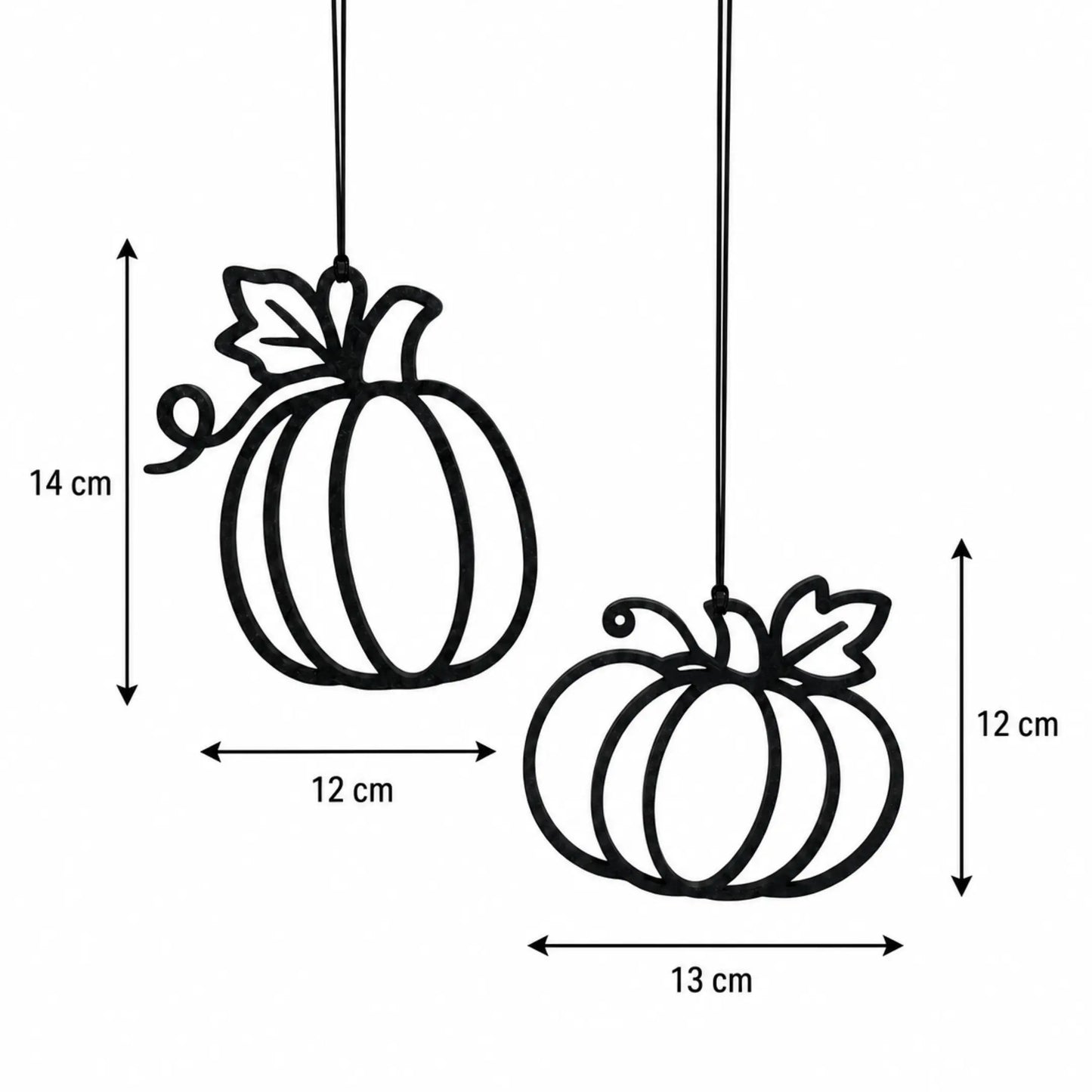 Kürbis Fensterdeko schwarz im 2er Set mit Maßangaben für Herbst und Halloween