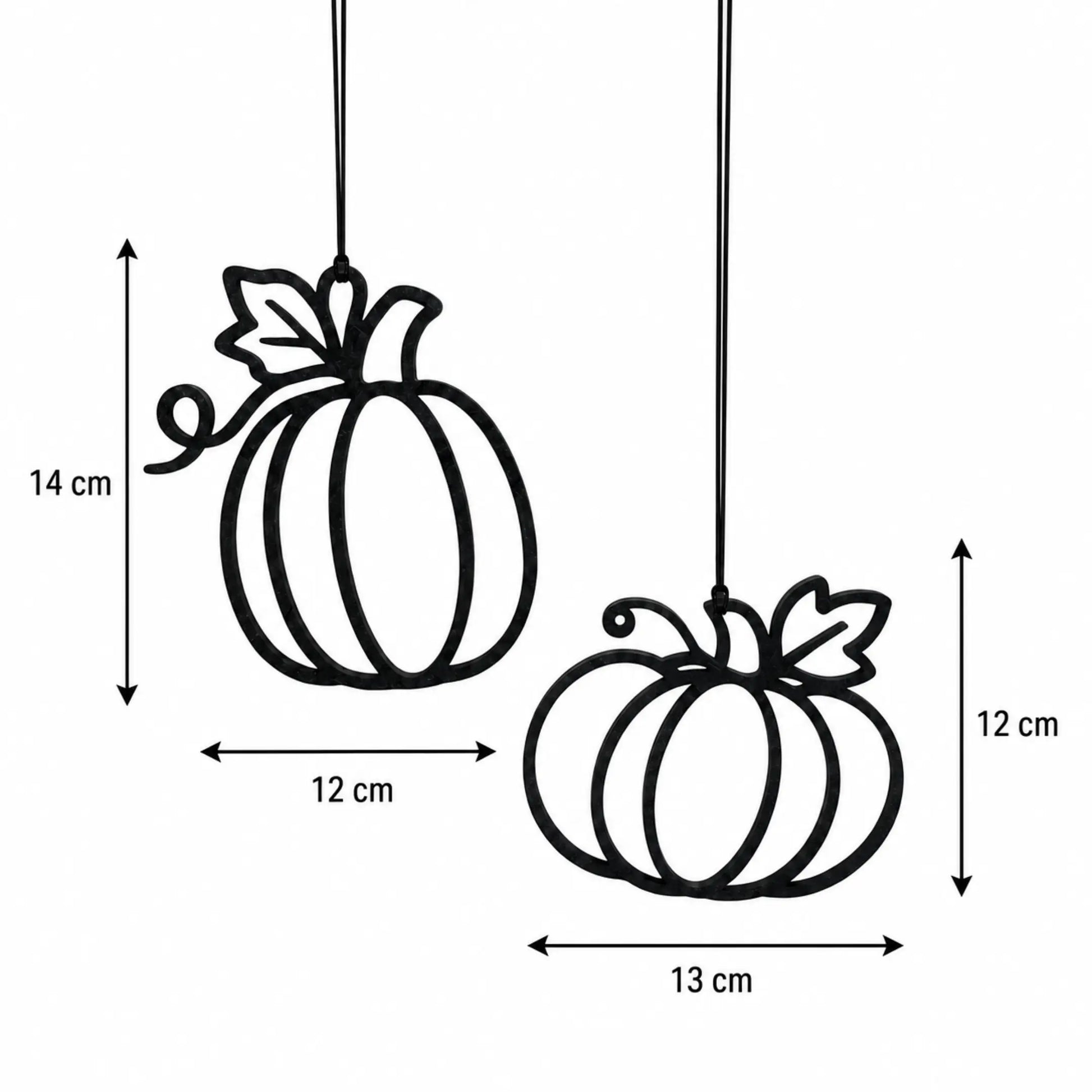 Kürbis Fensterdeko schwarz im 2er Set mit Maßangaben für Herbst und Halloween