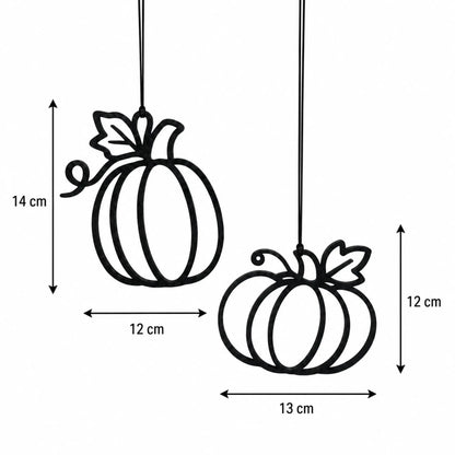 Kürbis Fensterdeko schwarz im 2er Set mit Maßangaben für Herbst und Halloween