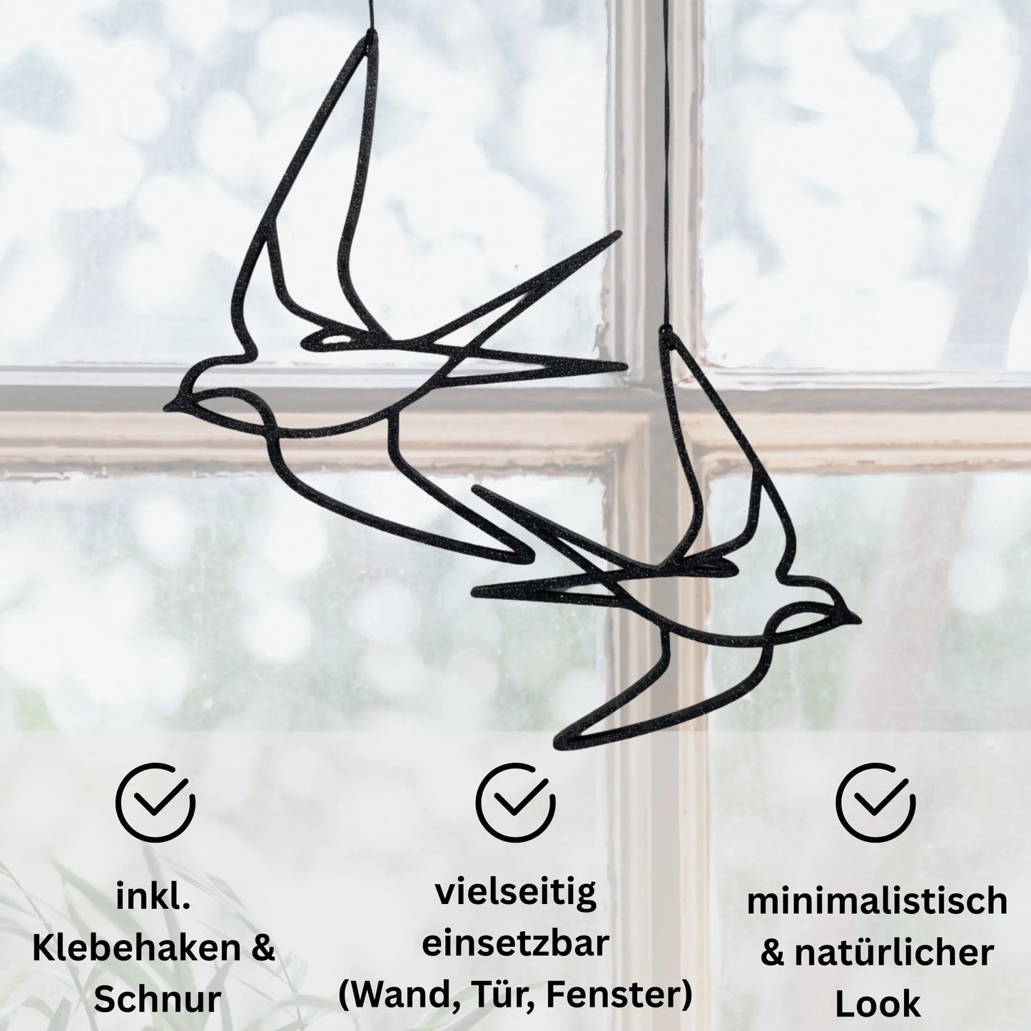 Ombor Schwalbe Fensterdeko zum Aufhängen – 3D-gedruckte Schwalbenfigur